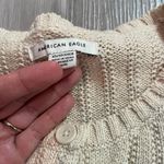 American Eagle Cotton Cable Knit Oatmeal Beige Cream Cropped Cardigan sz XS Photo 2