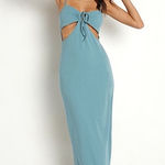 l*space L* Naomi Turquoise‎ Blue Strappy Sleeveless Cutout Midi Dress Beach Boho XL Photo 0