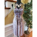 One World  Summer Sleeveless Dress Stretch Knit Purple Multi Medium Photo 8