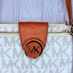 Michael Kors  Fulton beige/tan double zip crossbody bag purse  vegan leather Photo 9
