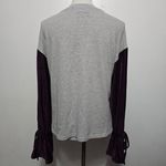 Listicle Grey Long Sleeve Purple Pleated Velvet Sleeve Detail Top Size Small Photo 5