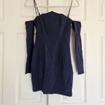 Camila Coelho  Victorya Mini Dress Navy XS Embellished Off Shoulder Long Sleeve Photo 9
