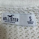Hollister White Square Neck Open Knit Crochet Long Sleeve Crop Sweater Top Sz S Photo 2