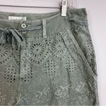 Sundance NWT  Sage Green Eyelet Lace Bermuda Boho Shorts Tie Scallop Hem Size 10 Photo 3