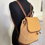 LL Bean Tan Corduroy and Lather Backpack Purse Photo 1