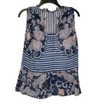 CAbi  Floral Paisley Striped Peplum Sheer Blouse Ruffled Trim V-Neck Top XS Women Photo 7