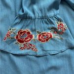 Philosophy Dress Womens Large Blue Floral Embroidered Boho Western Festival Photo 5