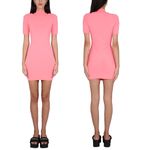 Alexander Wang NWT Logo Appliqué Mock Neck Body-Con Minidress 4KC1236032 Pink L Photo 11
