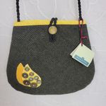 Button and Beads Womens Crossbody Bag One Size Black Yellow Handmade NEW Photo 7