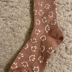 American Eagle  Outfitters Brown AE Smiley® Face '90s Crew Socks Photo 0