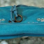 Diane Von Furstenberg  DVF Blue Vibrant Silk Assets! Leather Suede Photo 5