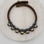 Boho Leather Bracelet Purple Gemstone Cord Wrap Rhinestone Brown Stone Photo 11