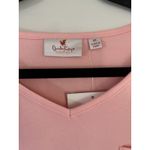Quacker Factory V Neck Short Sleeve Pink Top W/ Zip Rhinestone Accent Pocket 3X Photo 2