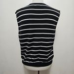 City Silk Black & White Stripe Sleeveless Crewneck Silk Blend Sweater Size XL Photo 3