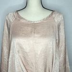 Lani California  Blush Pink Blouse Top Satin Tie Front 3/4 Sleeve Shiny Sz S Photo 1