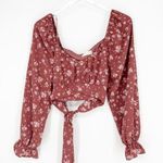 Altar'd State Altar’d State Floral Puff Sleeve Crop Top L Photo 0