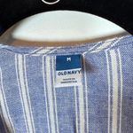 Old Navy NEW  Blue Striped Linen Effortless Denim Puff Sleeve Coastal Wrap Stripe Photo 1