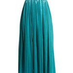 Bronx and Banco Romi Metallic Gown Plunge Neckline Dress Teal Turquoise Large 8 Photo 12