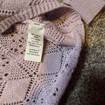 Studio Y Vintage Y2K  Lavender Sparkle Crochet High Low Sweater Black Bow Size XS Photo 6