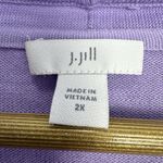J Jill Cardigan Womens 2X Organic Cotton Lavender Preppy Coquette Cottage Work Purple Photo 3