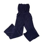 Aerie Terrycloth Terry Strapless Wide-Leg Jumpsuit Pockets Navy Blue size XS Photo 3