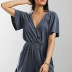 Daytrip blue surplice ribbed short romper with pockets Photo 1