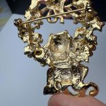 AJC Kitty Cat & Christmas Holly Berry Wreath Enamel Brooch Pin Gold Tone Signed Photo 9