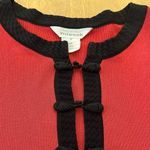 Misook Exclusively red coral long sleeve top with textured black trim, size M Photo 3