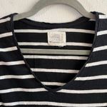 ZARA Tee Black & White Stripes V Neck Short Sleeves Top Sz S GUC Organic Cotton Photo 1