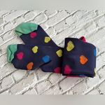 None Multicolor Colorful Hearts Blue Compression Knee High Socks Photo 4