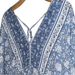 R. Vivimos Women’s Size XL 16 18 Blue Print Tie Front Cover Up Mini Dress Photo 2