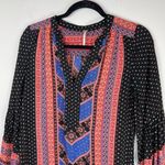 Free People  Peacemaker Tunic Dress Aztec Print High Low Vneck Boho Gypsy Rayon Photo 5