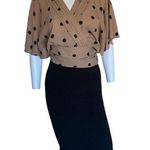 Ny Collection 7th Ave NY & Company Beige with black polka dots short sleeve wrap blouse​​ Photo 7
