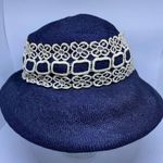 Vintage Union Made Blue & White Floral Lace Hat Photo 0