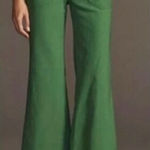 Maeve  x Anthropologie Green High Rise Linen Blend Naomi Pants Size 0 Photo 0