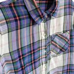 Gap  Soft Twill Green &‎ Purple White Check Lavender Plaid Flannel Top S Photo 8