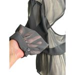 Fun & Flirt Black Sheer Mesh beaded Shoulder Cutout Back Peplum Top Sparkly NYE Photo 4