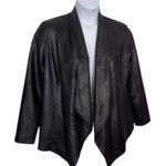 JM Collection  Faux Leather Jacket Coat Draped Black Plus Size M Shoulder Padded Photo 0