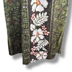Vintage 90s Creations Hawaiian Maxi Dress Green White Hibiscus Dark Floral Size M Photo 4