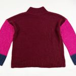Michael Stars NEW Grete Colorblock Knit Mockneck Pullover Sweater Pink Burgundy Photo 3