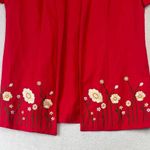Jessica Howard VTG  Blazer Linen Blend Embroidered Red Floral Size 6 Short Sleeve Photo 2