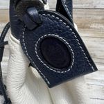 VTG Liz Claiborne Leather Co Purse Handbag Cream Navy Drawstring Satchel Preppy Blue Photo 6