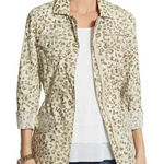 Chico's Olive Green Cream Animal Print Lightweight Jacket Zip-Up Size 0 (S-6) Photo 0