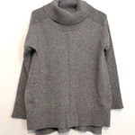 Cable & Gauge Cowl Neck Sweater Gray Flecked Speckled Hi-Lo Hem Tunic Sweater L Photo 0