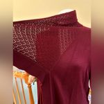 Calvin Klein Burgundy Tight knit sweater With belt, shawl & collar Sz L Photo 9