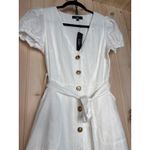 Lulus NWT  Sicily Sweetheart White Button-Front Puff Sleeve Midi Dress Size S Photo 3