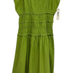 Eliza J NWT Smocked Cotton Poplin Midi Tank Dress in Green - Size 14 Photo 0