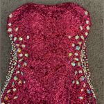 Karishma Strapless Sweetheart Cut Sequin and Crystal Rhinestone Bodycon Dress Pink Size 4 Photo 5