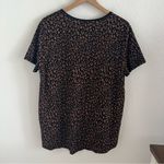 ZARA Leopard Print Black Base Crewneck T-Shirt High Low XL Photo 2