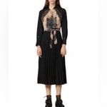 Sandro Stenia Mixed Media Dress Size 6 EU 38 EUC Pleated Scarf Print Photo 8